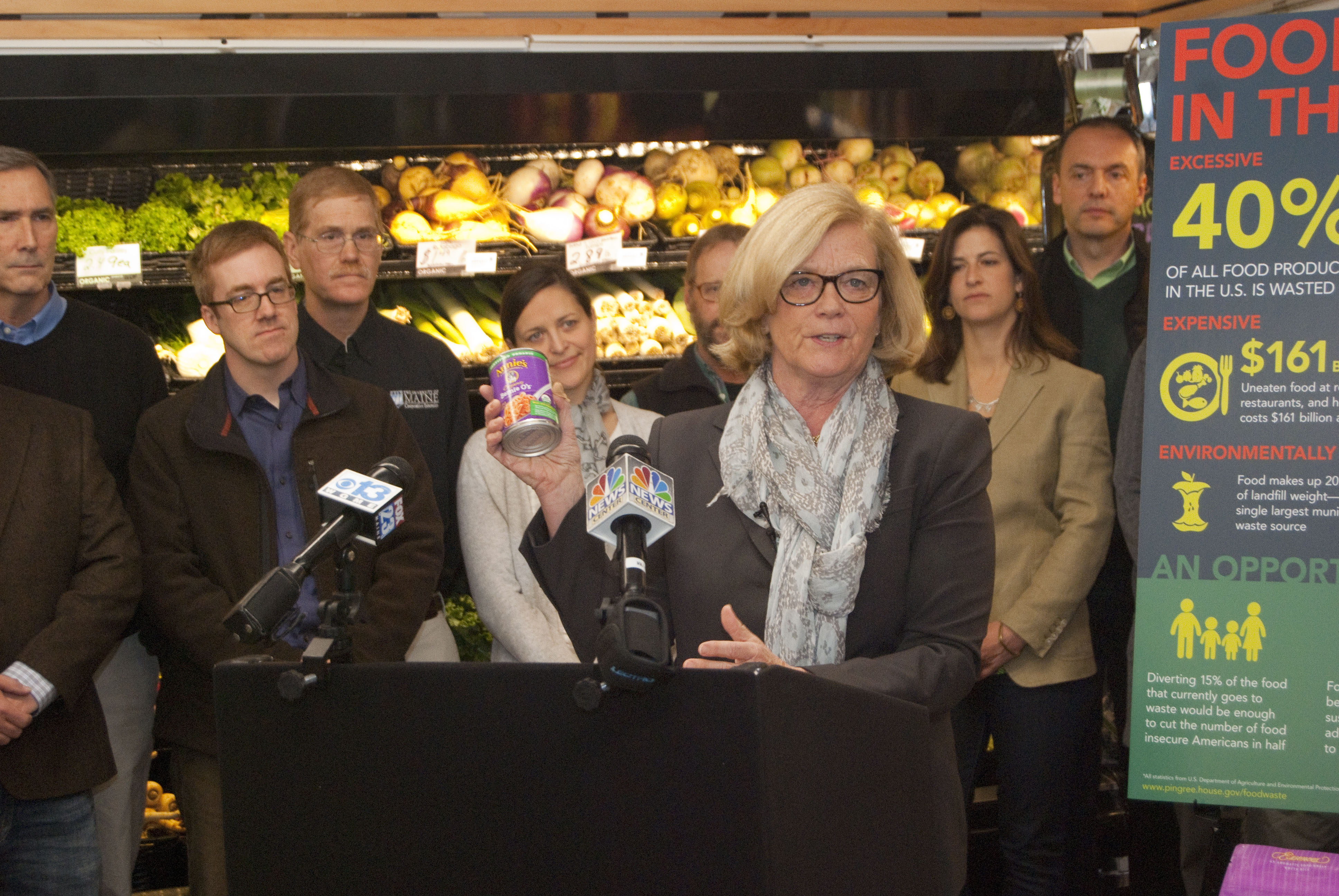 Chellie Pingree introducing legislation at the 2015 Food Recover Act Press Conference